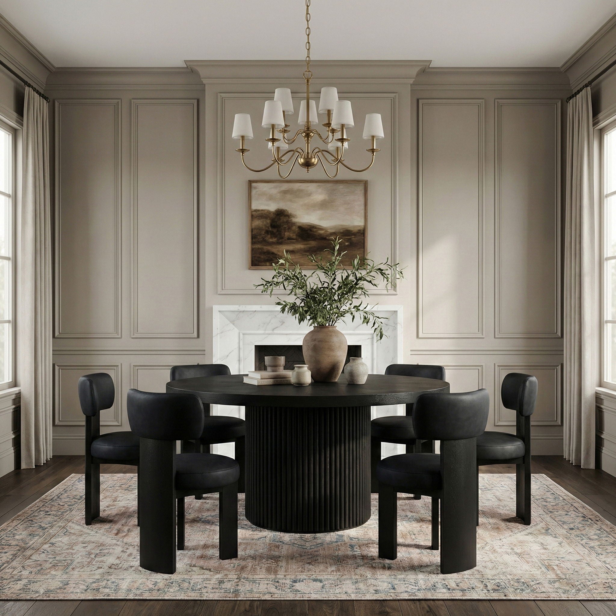 Atelier - Vegan Leather Upholstered Dining Chair (Set of 2) - Black Frame