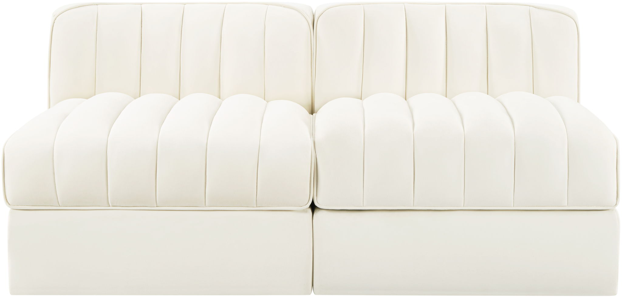 Rummi - Velvet Performance Fabric Upholstered 2 Piece Modular Armless Loveseat