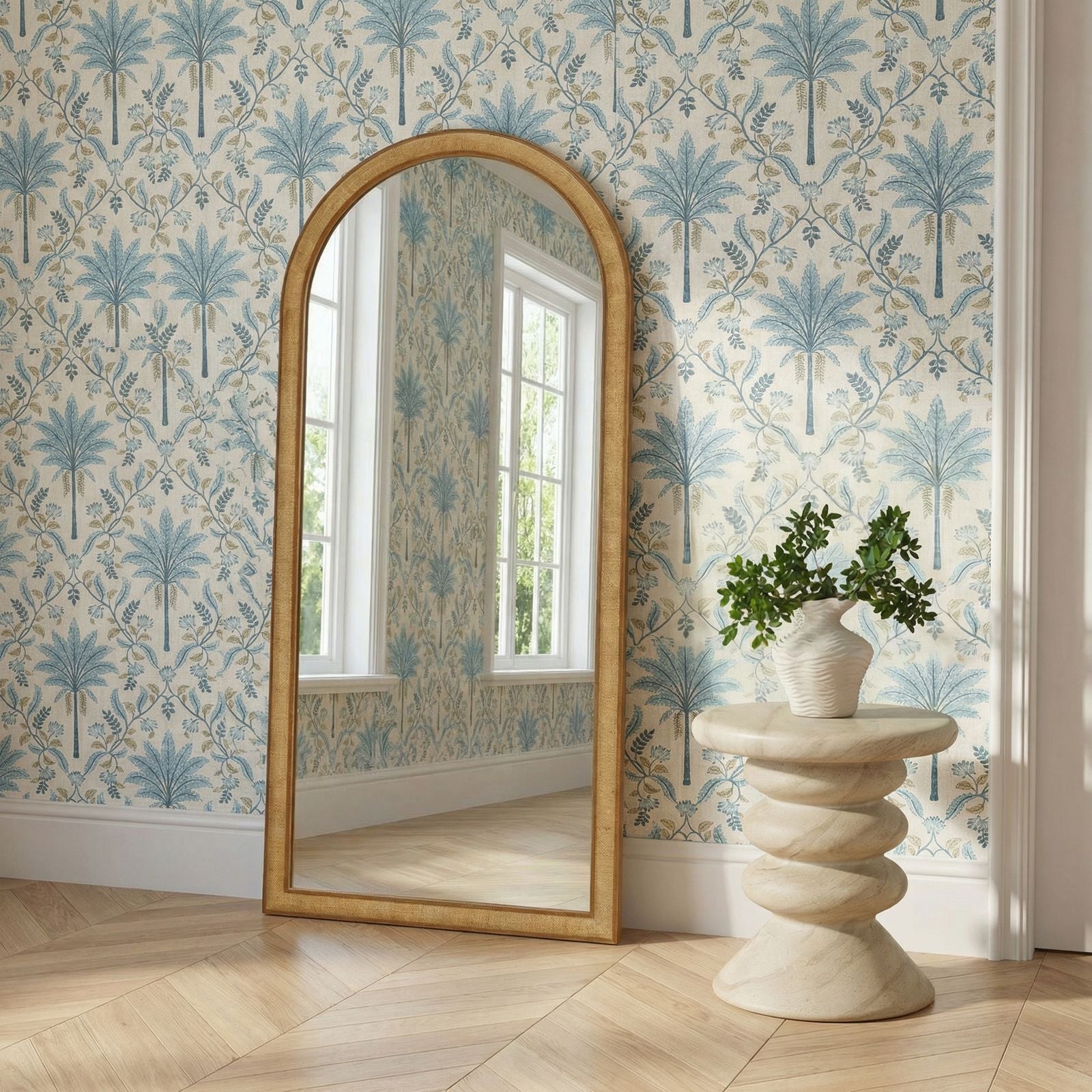 Arch - Raffia Contract-Grade Floor Mirror - Natural