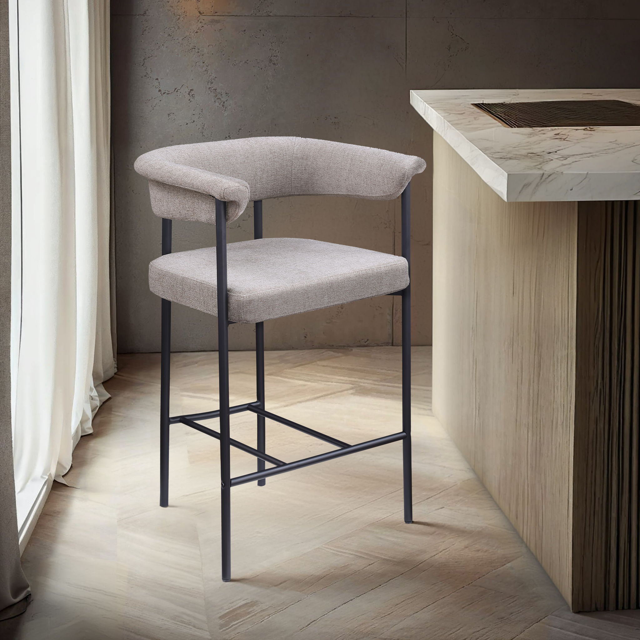 Malin - Linen Counter Stool (Set of 2) - Taupe