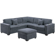 Modern Sectional Set With Cocktail Ottoman