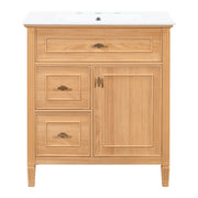 Bathroom Vanity With Sink, Flip Drawer & Adjustable Shelf - Natural