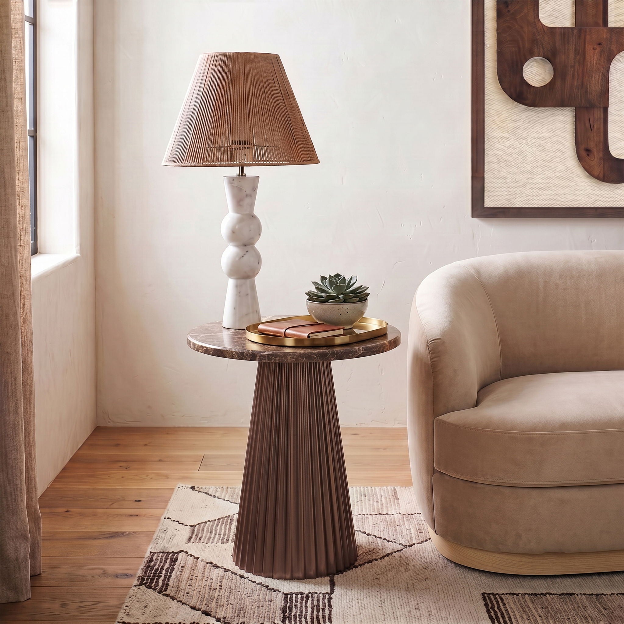 Cindra - Genuine Marble Top And Iron Base Table