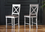 24" Tall Bar Stools (Set of 2) - Brown / White