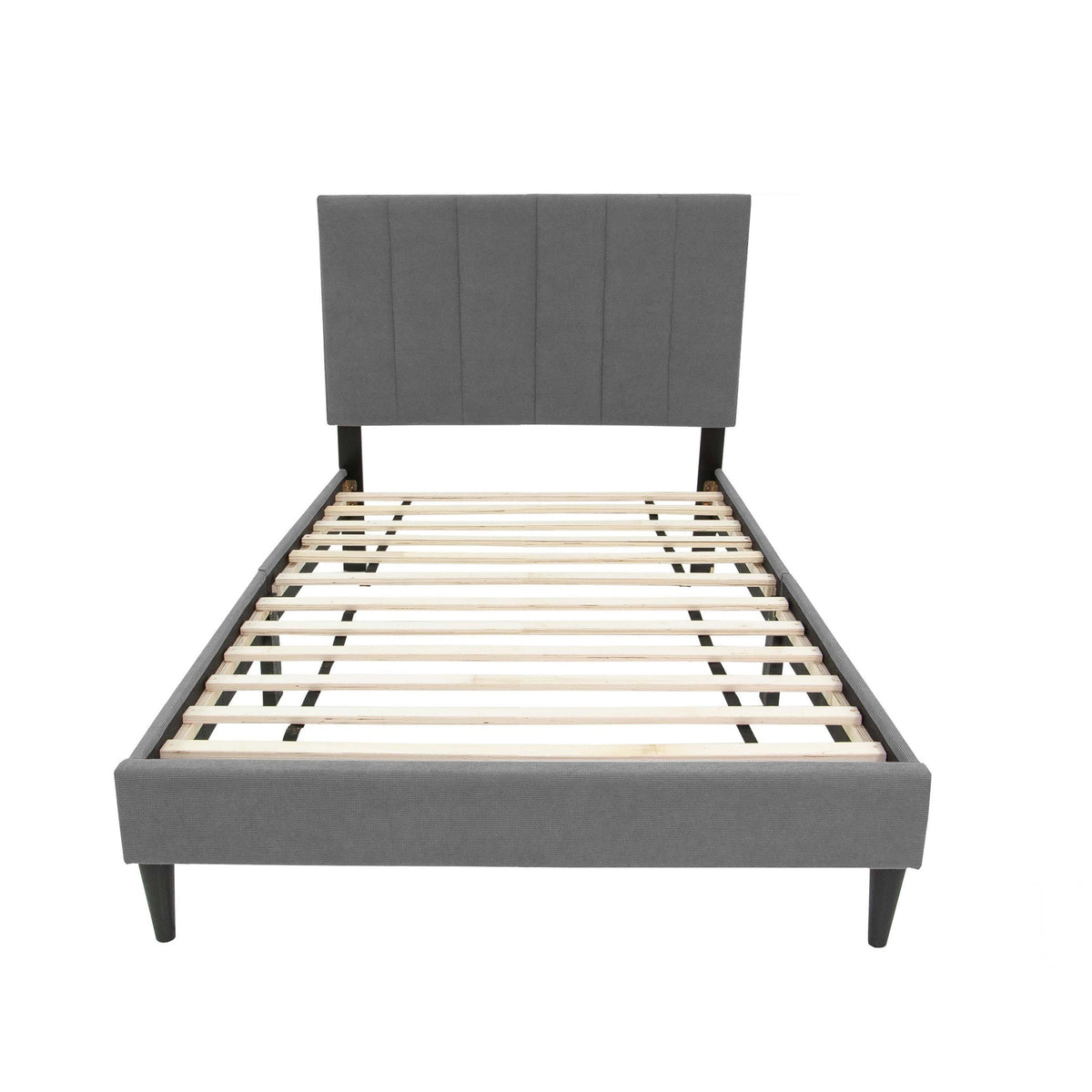 Bed With Channel Tufted Adjustable Headboard