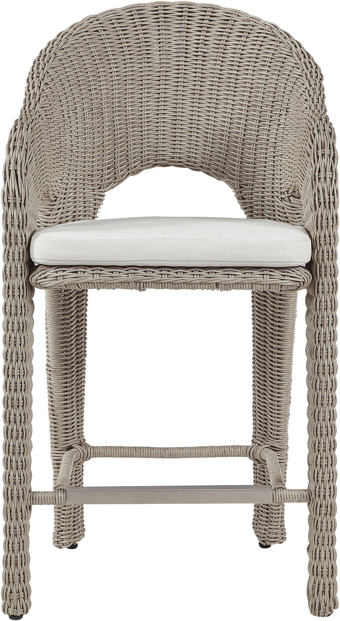 Seacrest - Olefin Water Resistant Fabric And Wicker Outdoor Patio Bar Stool