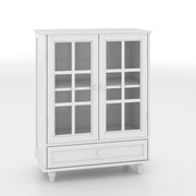 Minimalist Buffet Cabinet With Double Glass Doors And Drawer