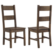 Ladder Back Dining Chairs With Straight Seat (Set of 2) - Brown
