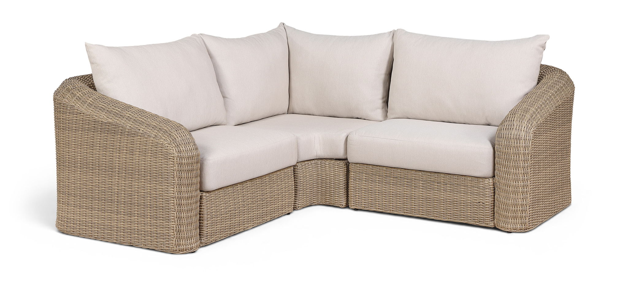 Seacrest - Olefin Water Resistant Fabric And Wicker 3 Piece Outdoor Patio Modular Sectional