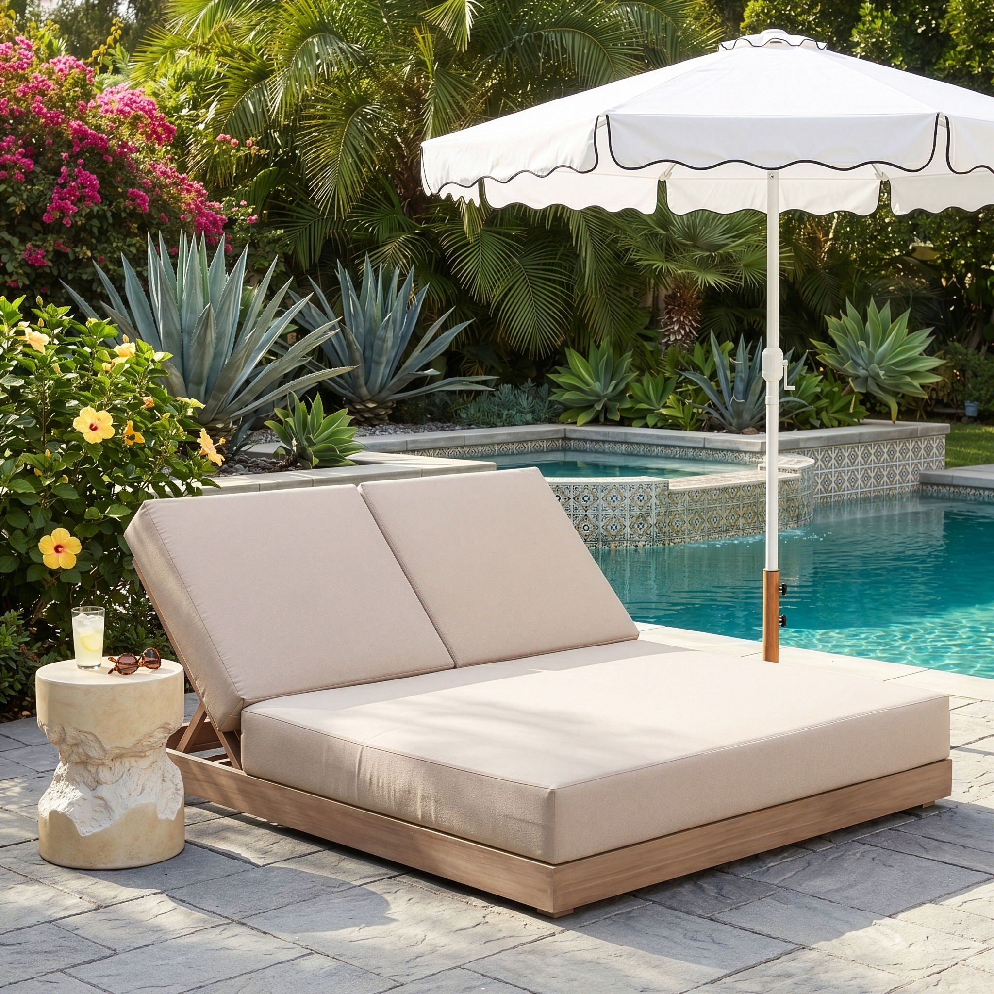 Solace - Olefin Performance Fabric Outdoor Patio Double Lounge Chair