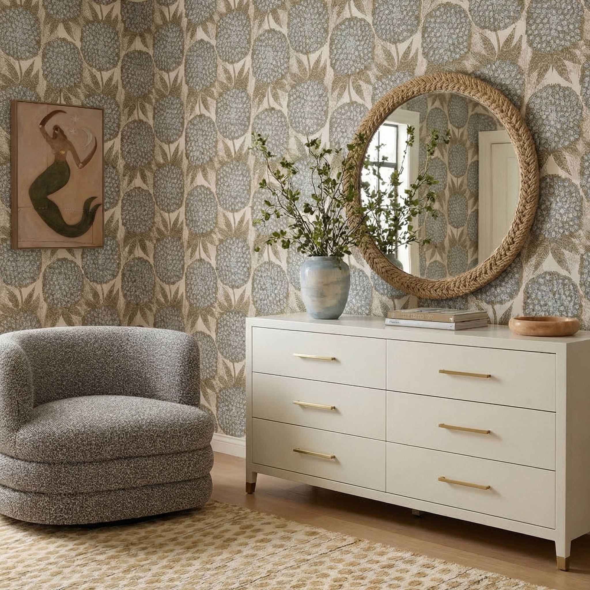 Dani - Faux Shagreen 6-Drawer Dresser - Cream