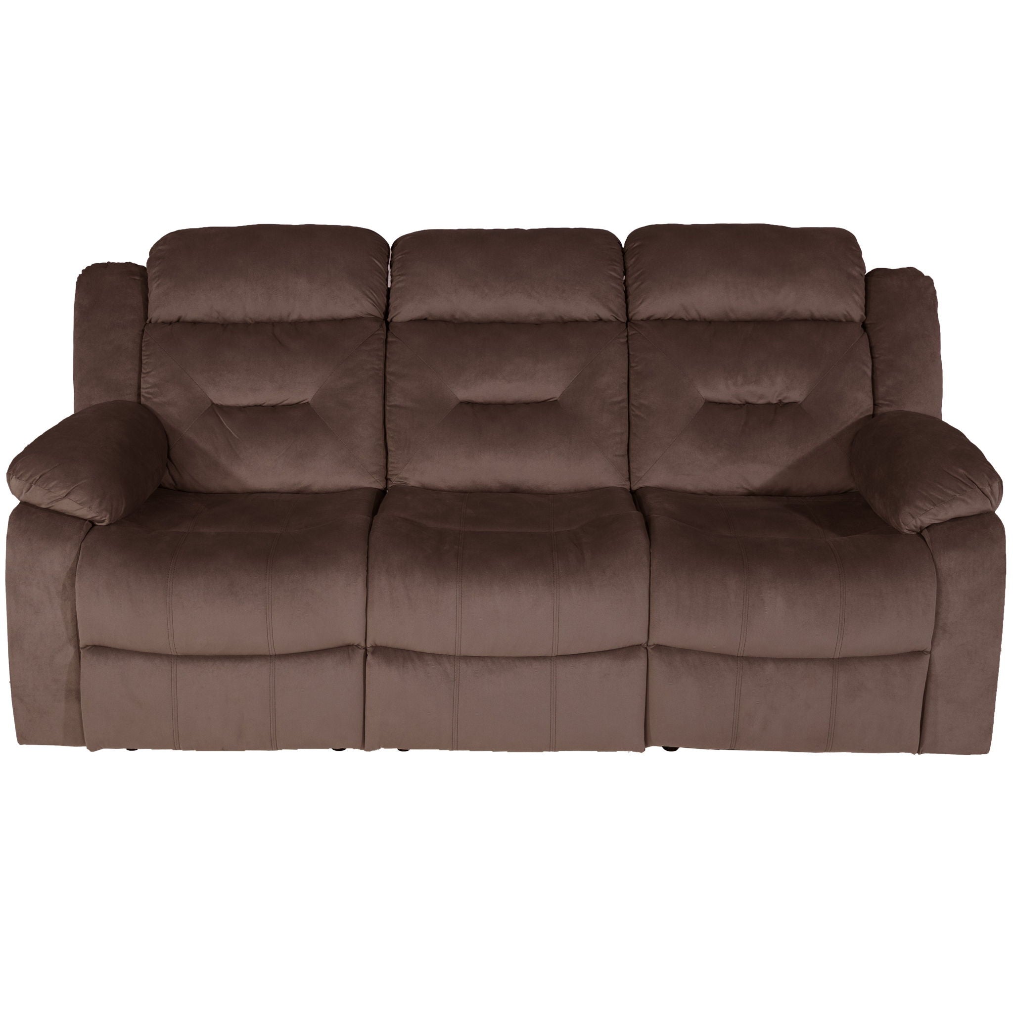 Modern Recliner Sofa With Pillow Arms, Plush Backrest, Horizontal Tufting, USB Charging Port