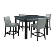 Francesca - Square 5 Piece Counter Height Dining Set, Table & Four PU Chairs - Gray / Marble