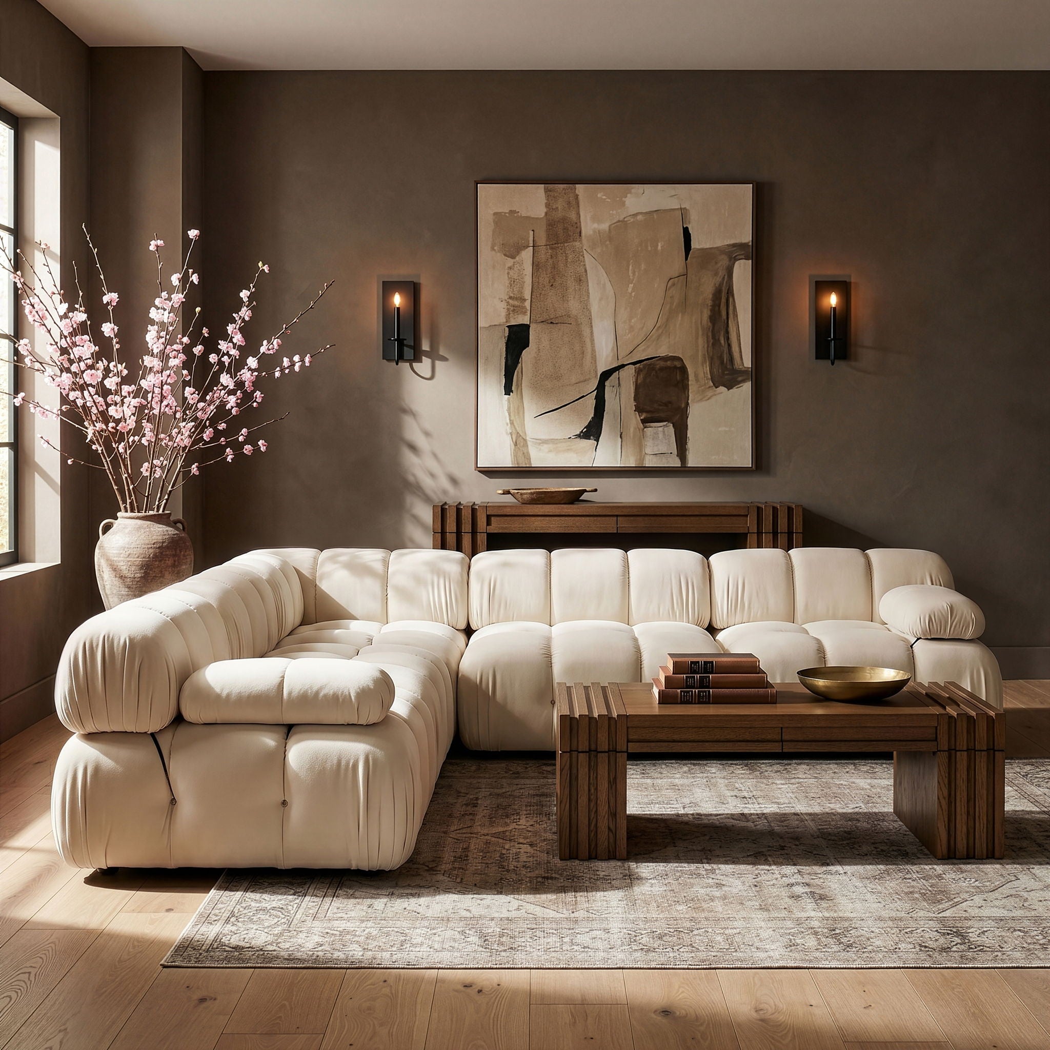 Orin - Velvet Fabric 5 Piece Modular Sectional