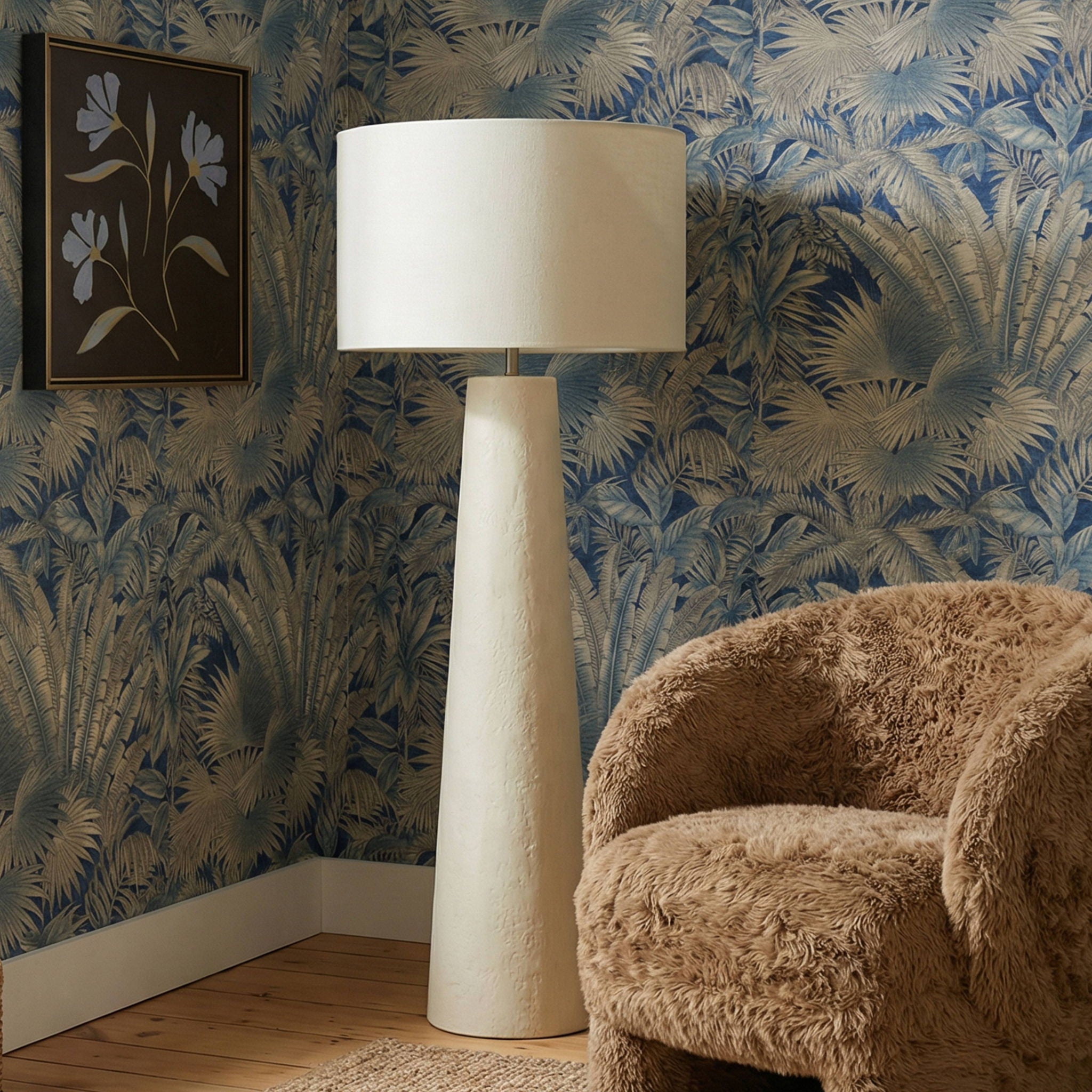 Yala - Papier Mache Floor Lamp - Cream