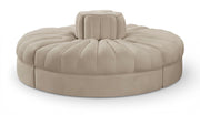 Rummi - Round Velvet Performance Fabric Upholstered 4 Piece Modular Sofa