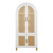 Tall Arched Cabinet With Rattan Doors & Adjustable Shelves