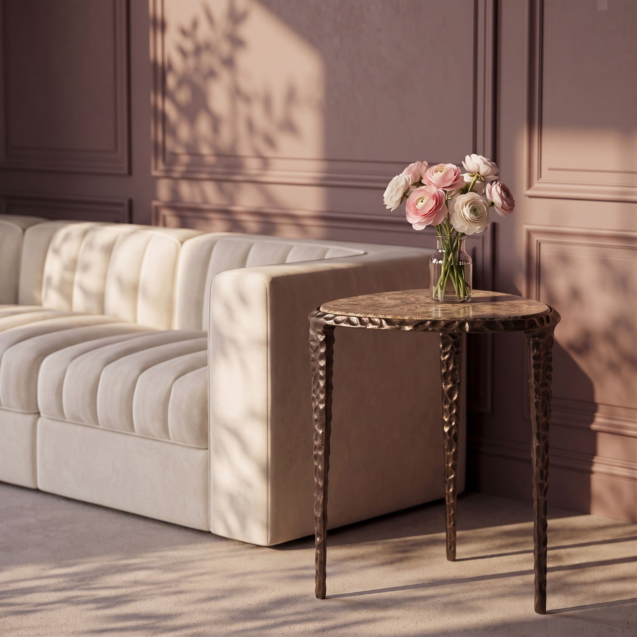 Gild - Aluminum Base And Genuine Marble Top Table - Bronze Finish