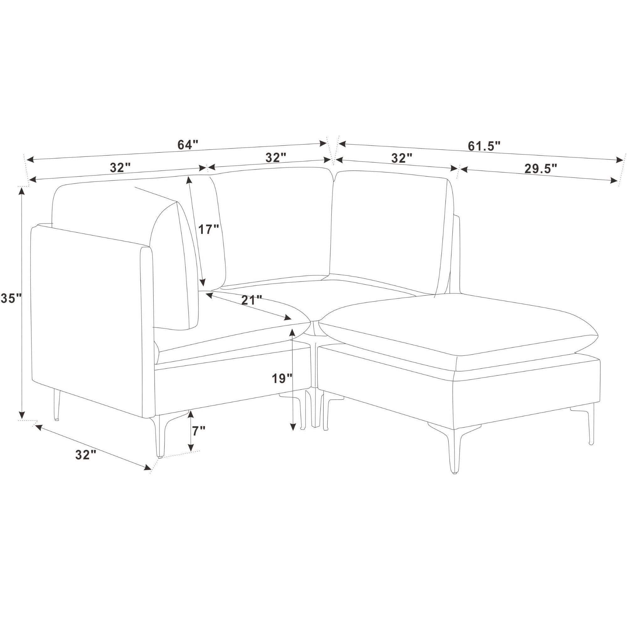 Upholstered Modular Sectional & Tall Legs