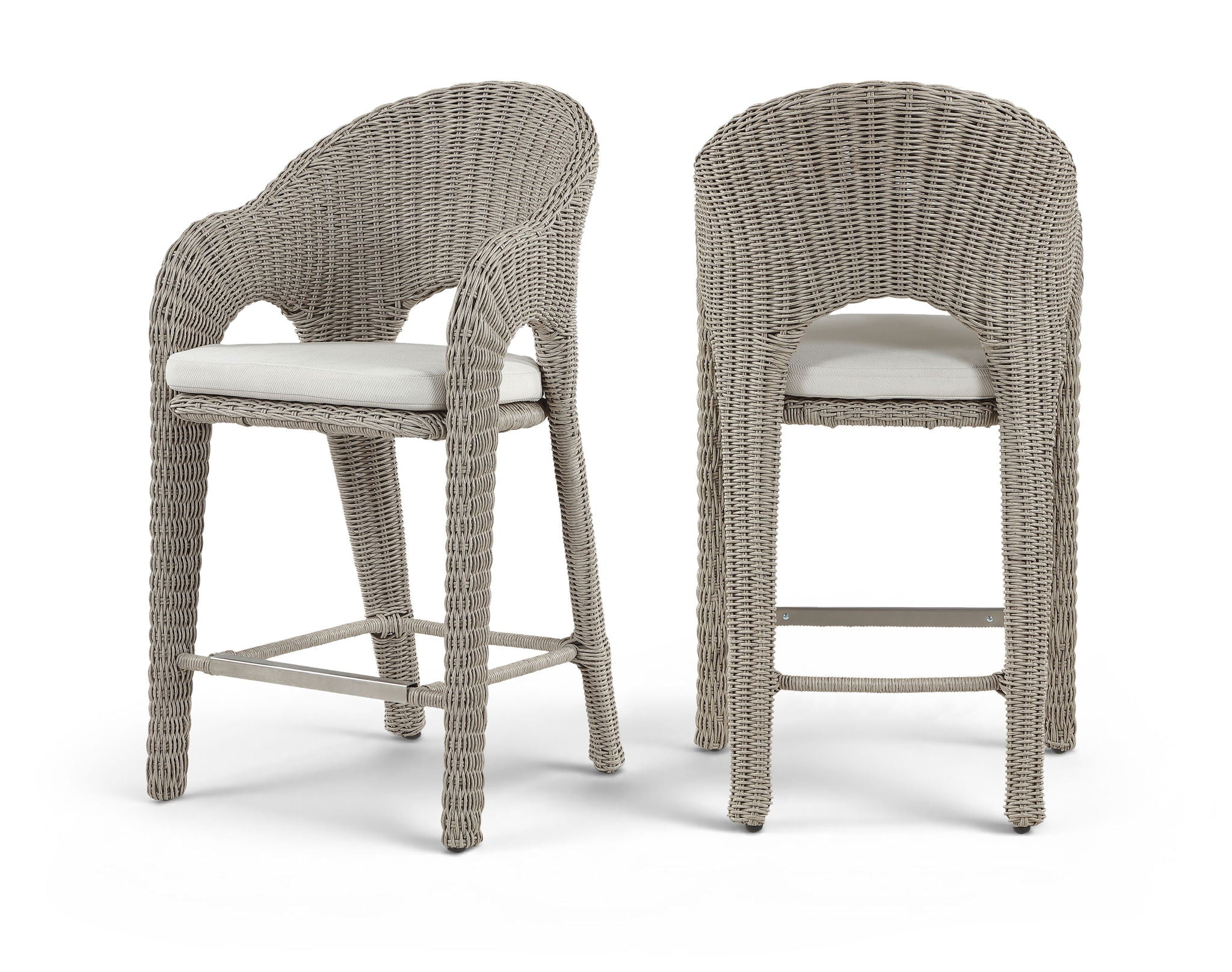 Seacrest - Olefin Water Resistant Fabric And Wicker Outdoor Patio Bar Stool