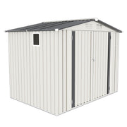 Outdoor Garden Storage Shed, Tool Shed With Pitched Roof Waterproof With 1 Window And 2 Lockable Door - White / Gray