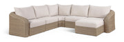 Seacrest - Olefin Water Resistant Fabric And Wicker 6 Piece Outdoor Patio Modular Sectional