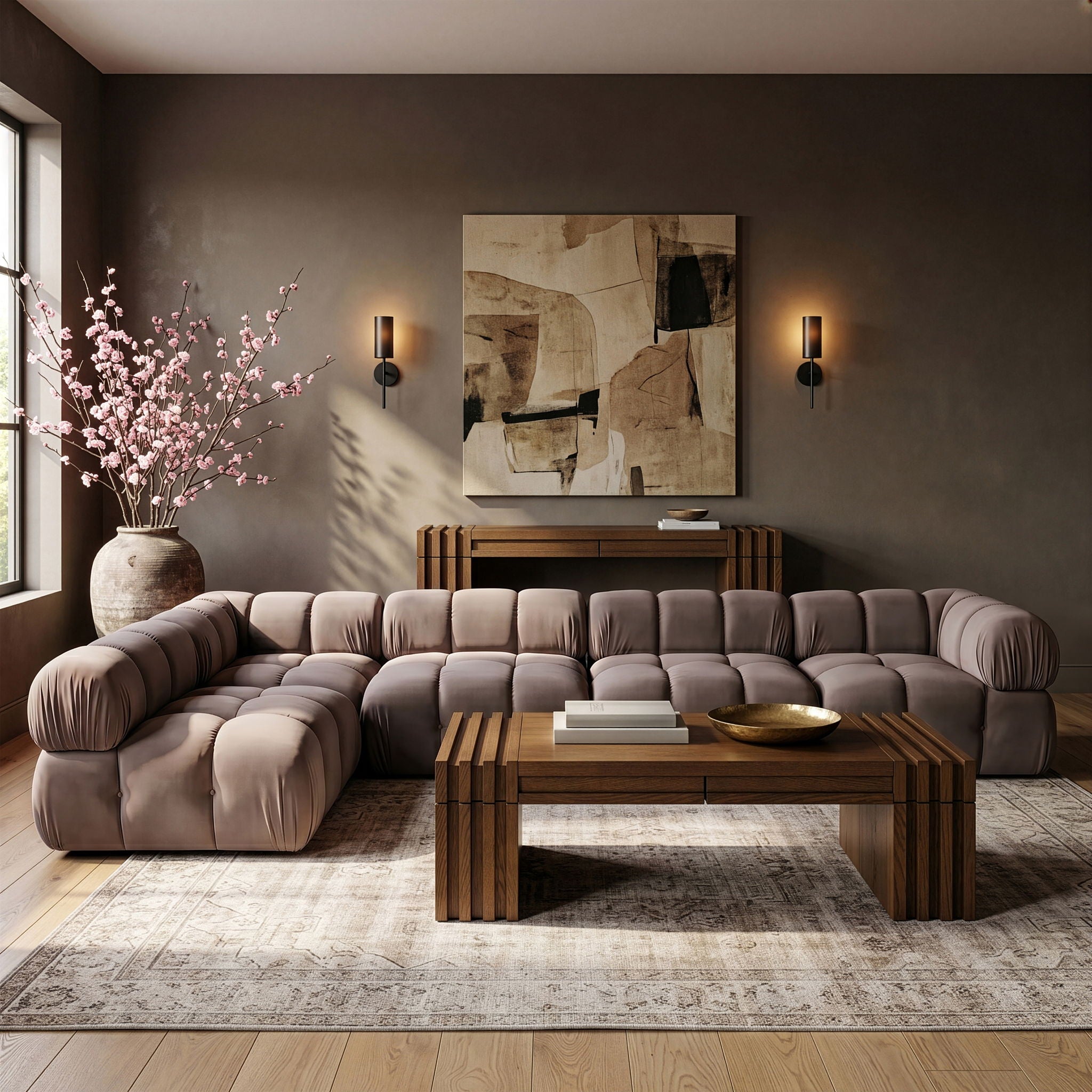 Orin - Velvet 5 Piece Modular Sectional