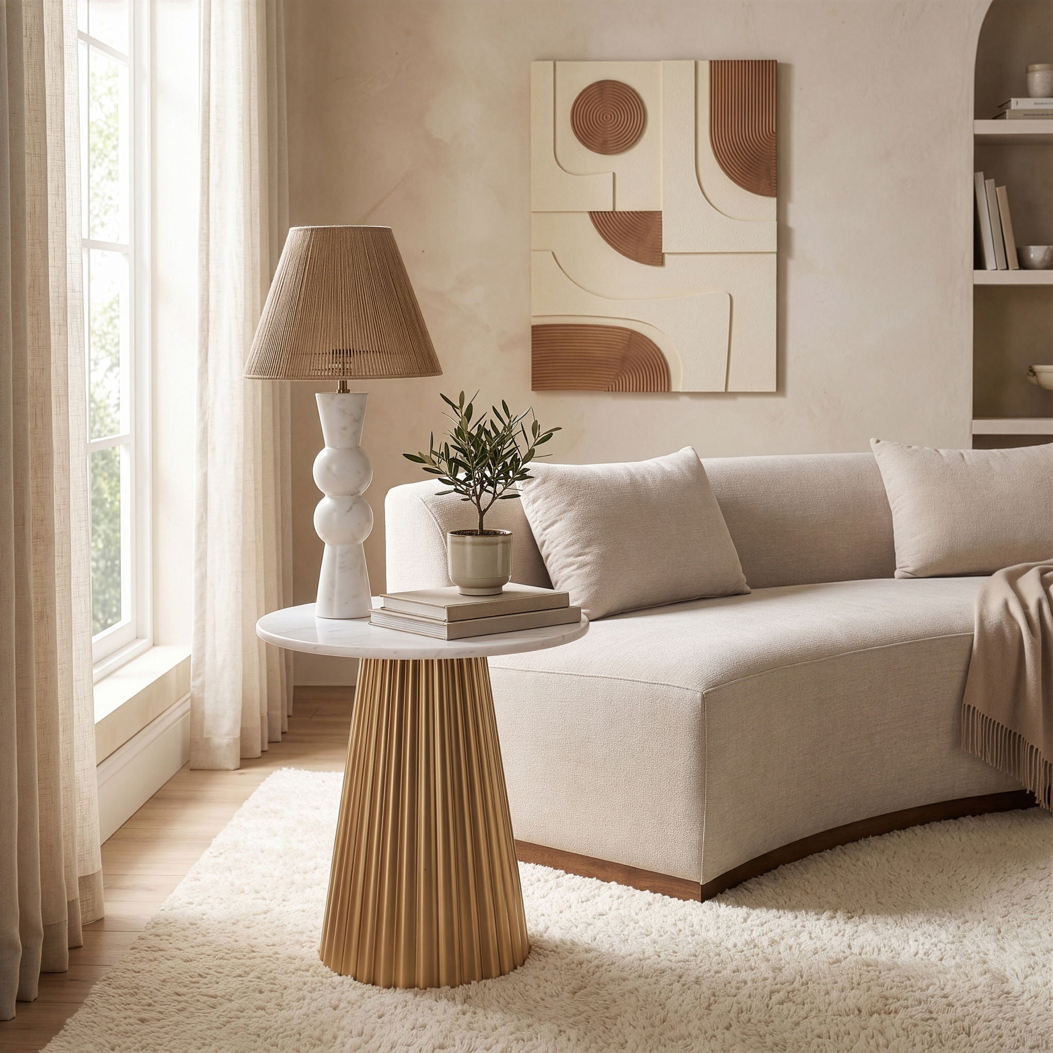 Cindra - Genuine Marble Top And Iron Base Table