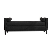 Upholstered End Of Bed Bench With Arms, 2 Bolsters For Bedroom - Black