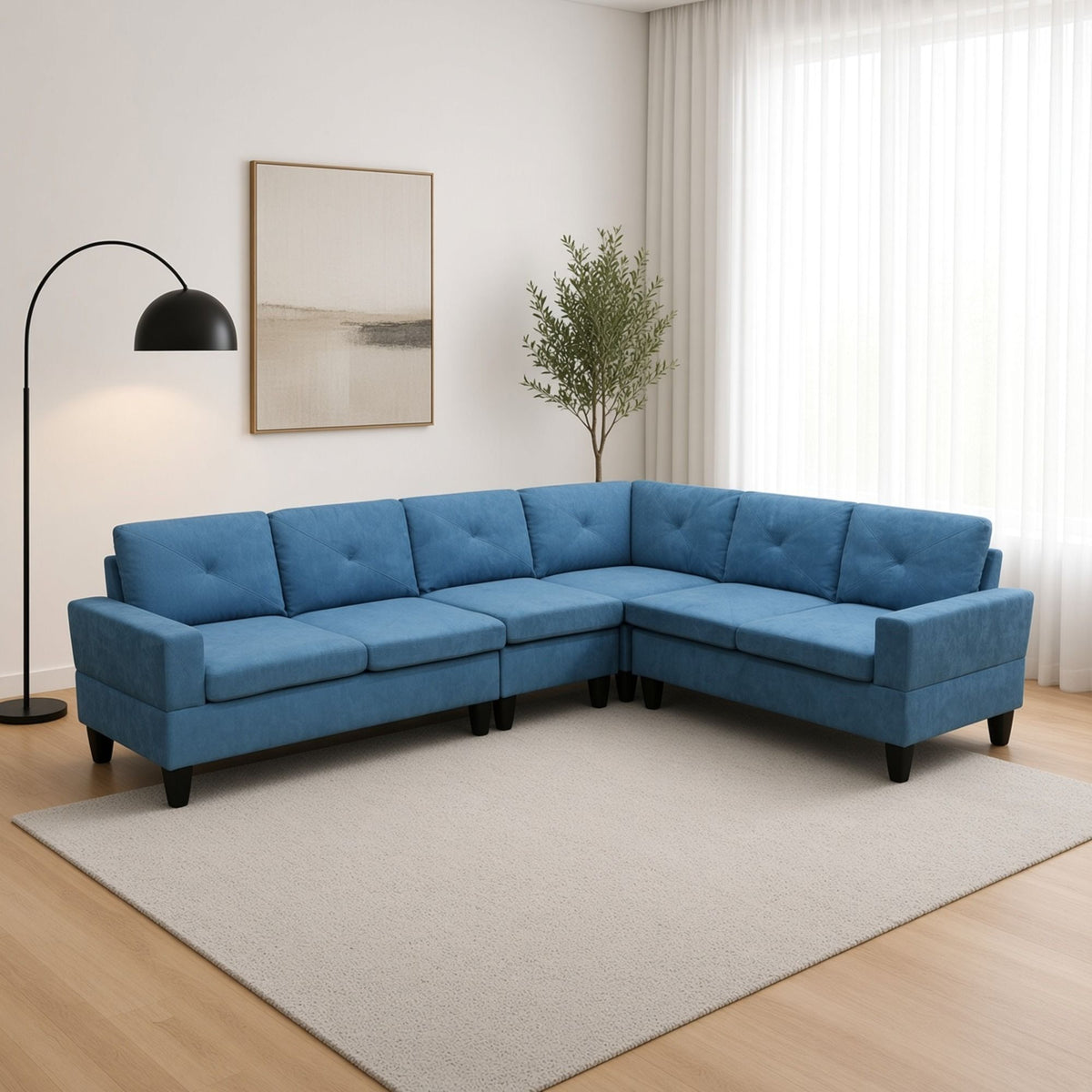 Modular L - Shaped Sectional Sofa 6 Seater 4 Piece Couch With Chaise
