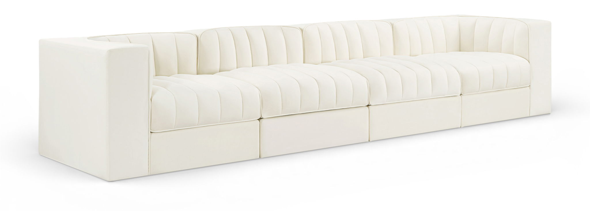 Rummi - Velvet Performance Fabric Upholstered 4 Piece Modular Sofa