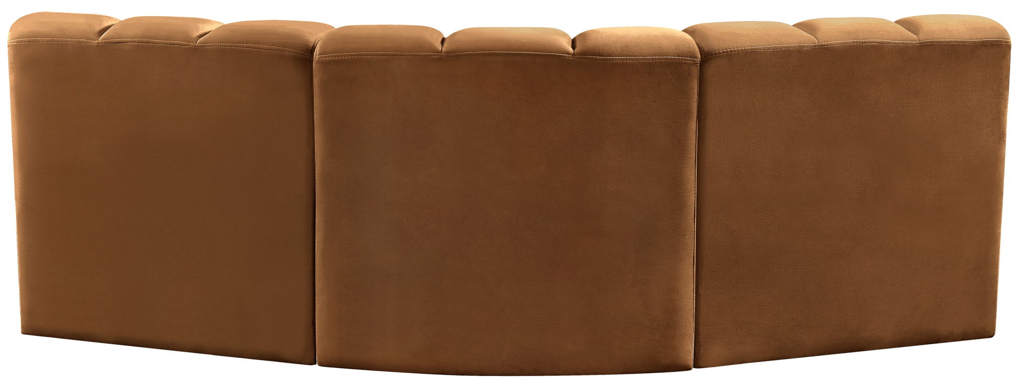 Arc - Velvet 3 Piece Modular Corner Sofa - Saddle