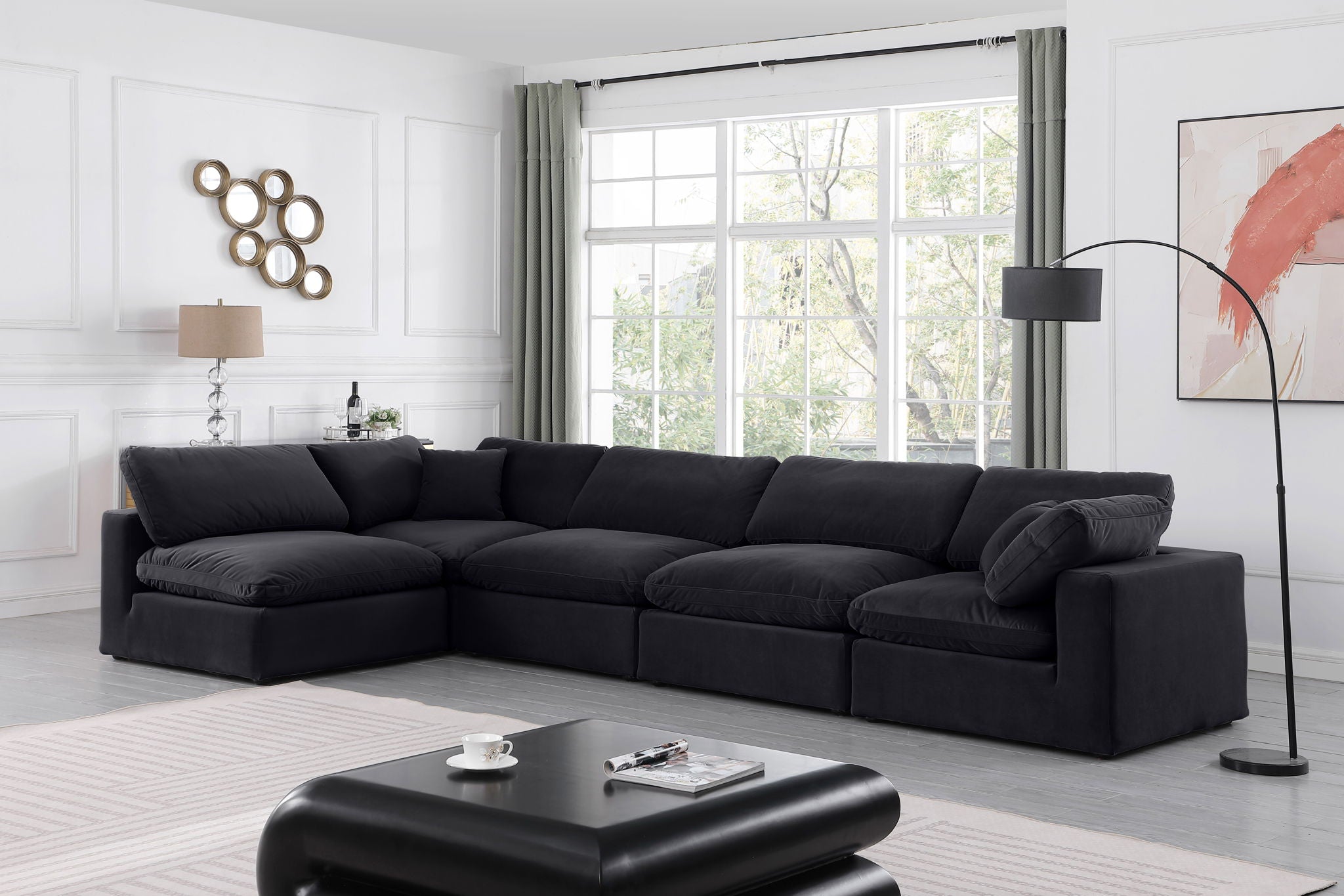 Comfy - 5 Piece Velvet Modular Sectional