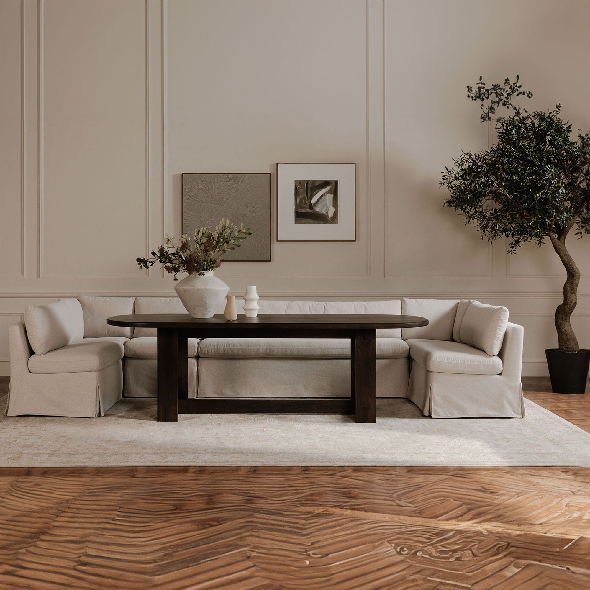 Fable - Slipcover Dining Bench - Beige