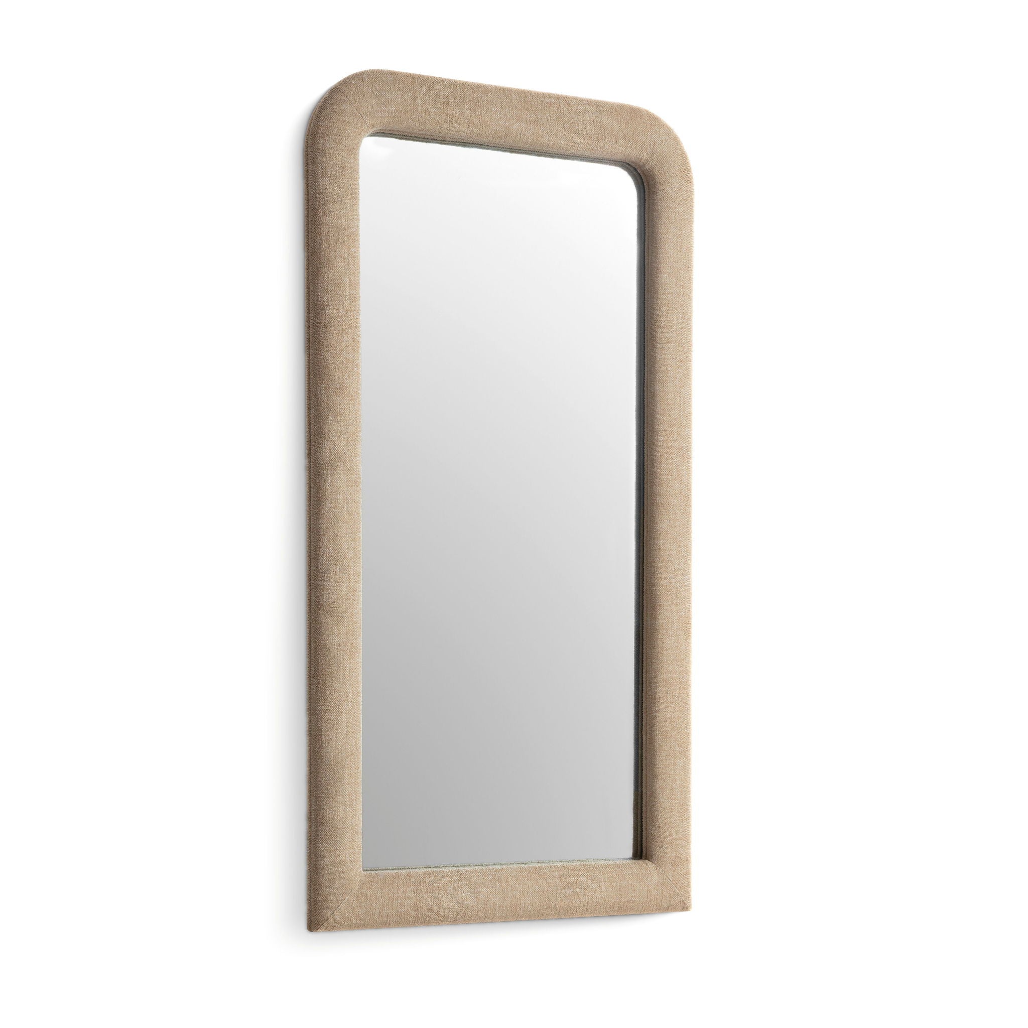 Heidi - Oversized Upholstered Floor Mirror In Textured Fabric