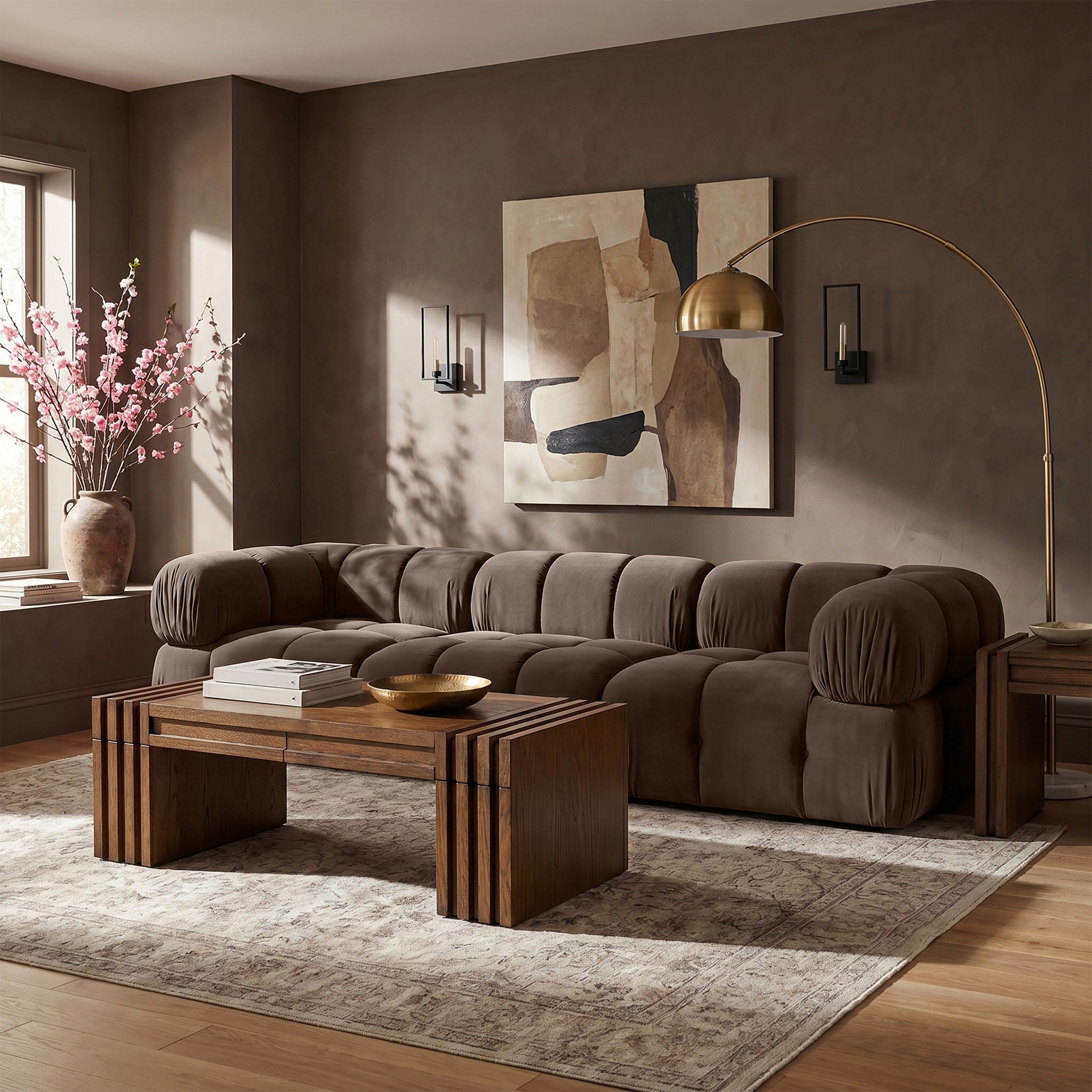 Orin - Velvet Performance Fabric Upholstered 3 Piece Modular Sofa