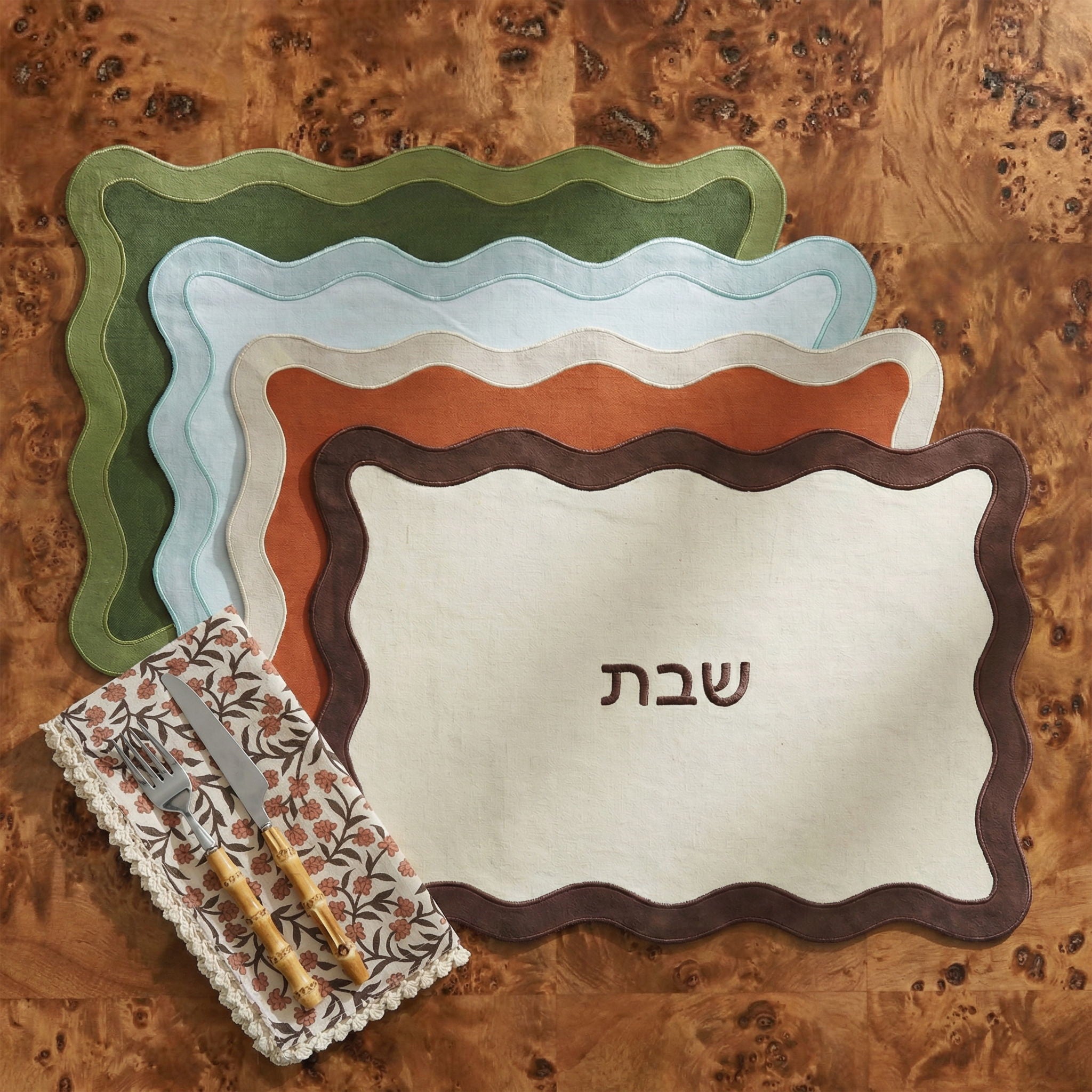 Organic Cotton / Linen Wavy Challah Cover