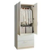 Emma - 2 Door Closet With 2 Drawers And Hanging Bars - White