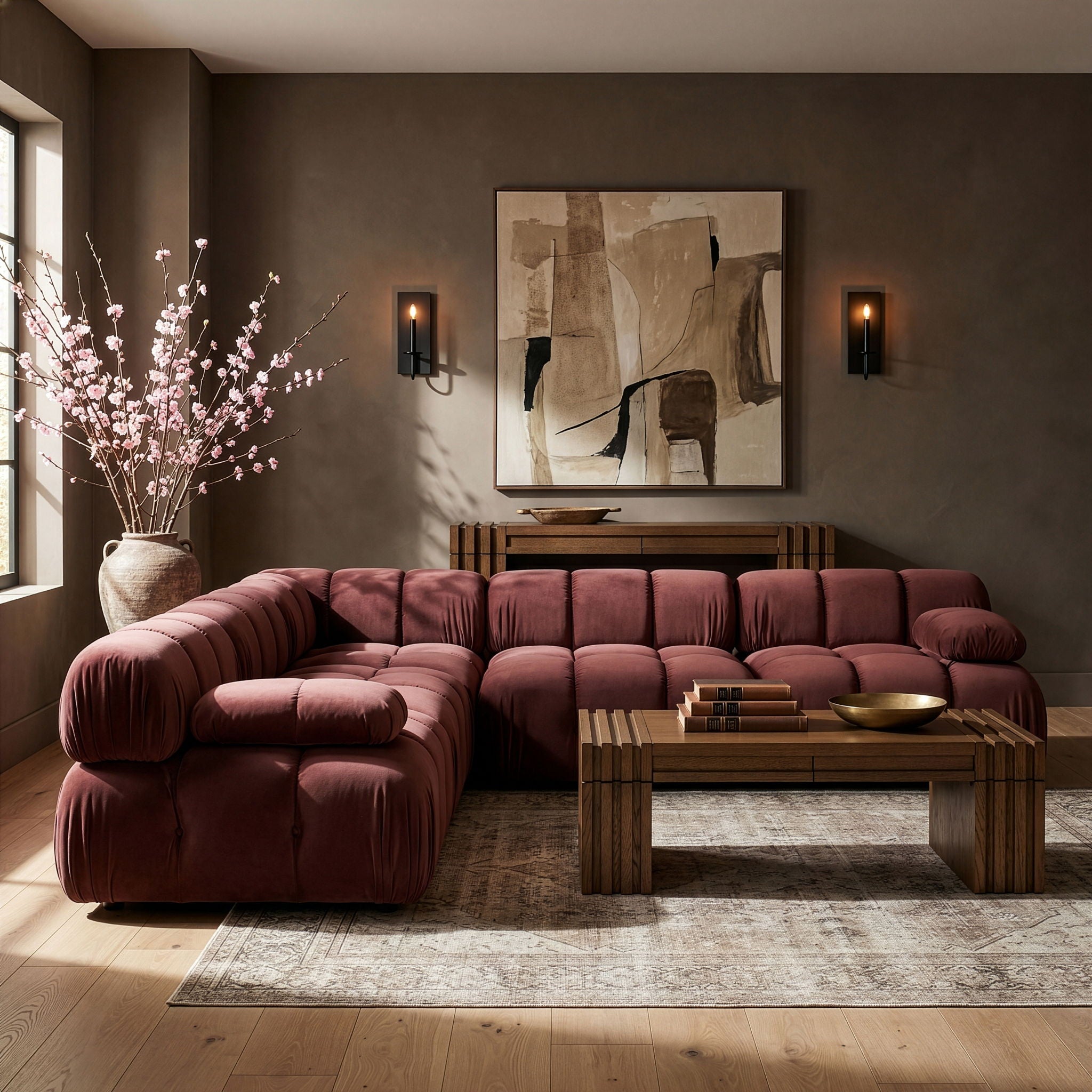 Orin - Velvet Fabric 5 Piece Modular Sectional