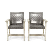 Outdoor Dining Chair Acacia Wood Frame (Set of 2)