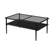 Rectangle Coffee Table With Tempered Glass Top And Legs, Modern Table For Living Room