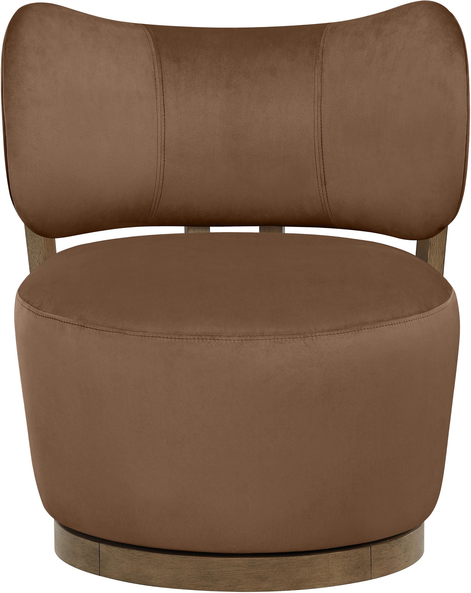 Elara - Velvet Upholstered Swivel Accent Chair - Stained Brown