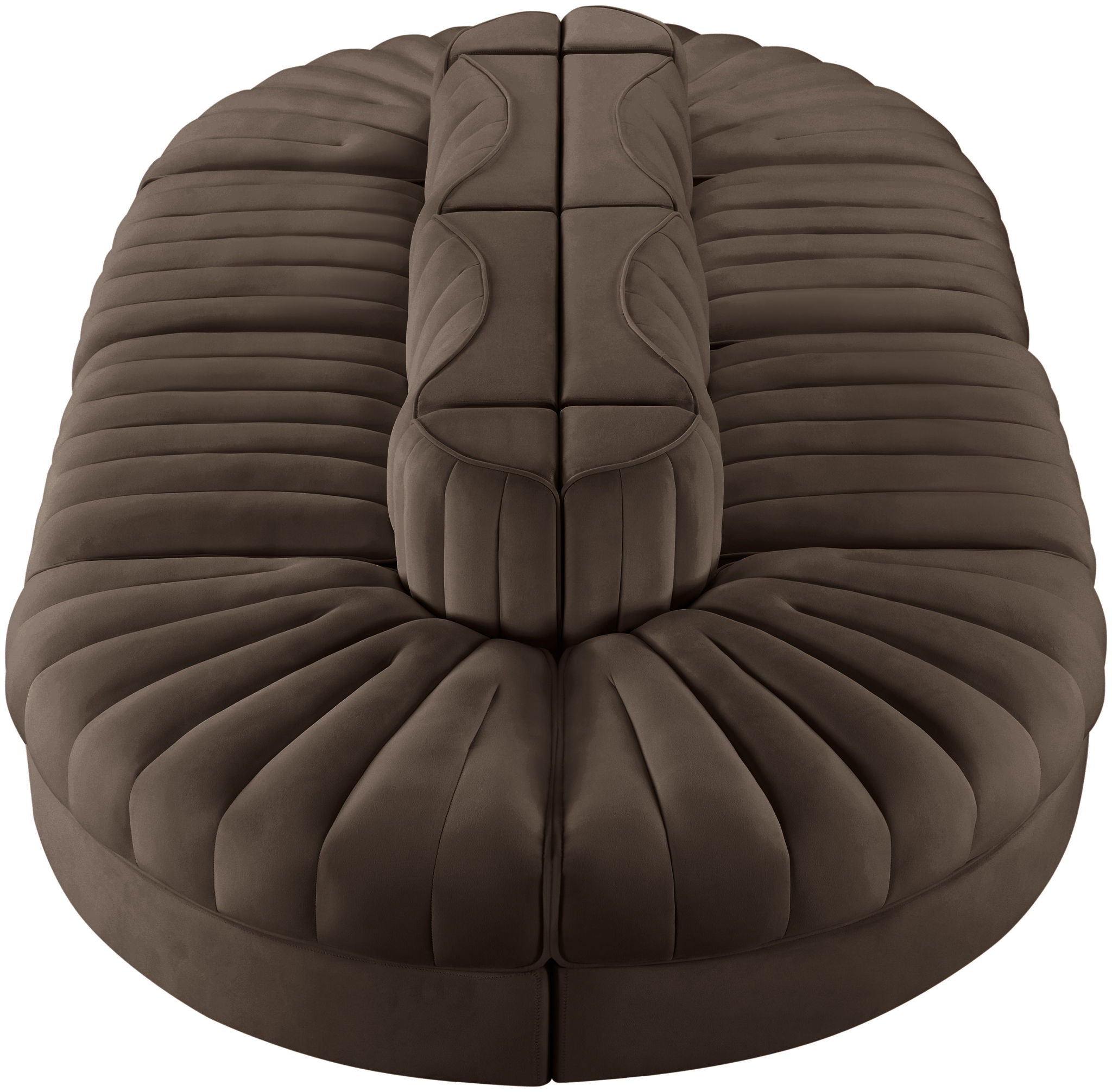 Rummi - Oval Velvet Performance Fabric Upholstered 8 Piece Modular Sectional