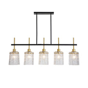 Chandelier 5 Light, Fixture Over Table - Black / Gold