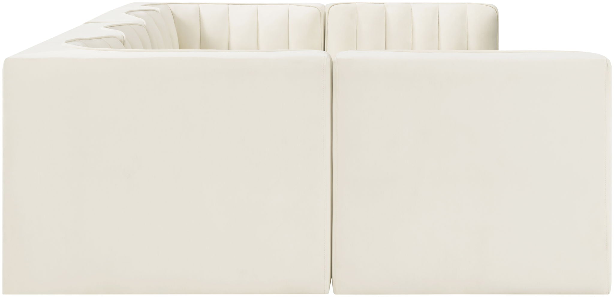 Rummi - Armless Velvet Performance Fabric Upholstered 6 Piece Modular Sectional