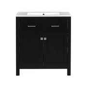 Bathroom Vanity With Ceramic Sink, Modern Single Bathroom Cabinet With 2 Doors And A Shelf, Soft Close Doors