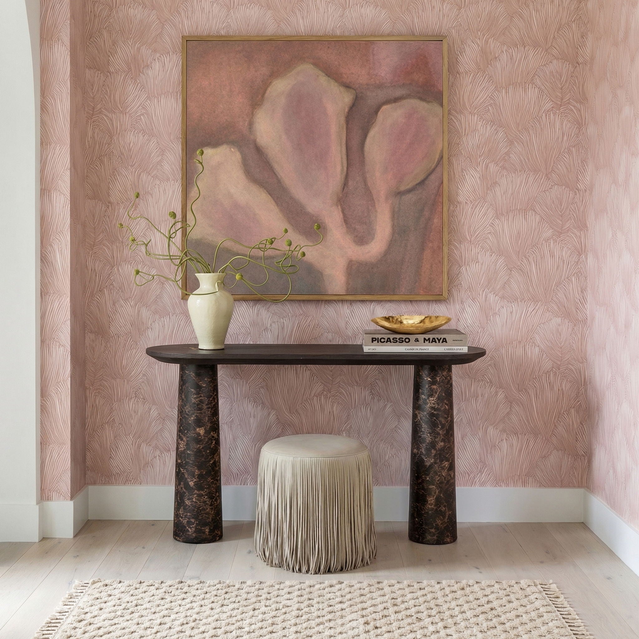 Braya - Faux Emperador Marble Console Table - Dark Brown