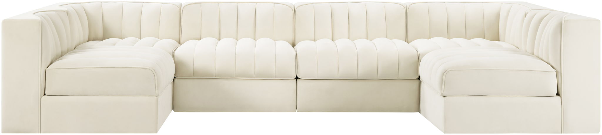 Rummi - Armless Velvet Performance Fabric Upholstered 6 Piece Modular Sectional