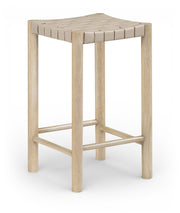 Entwine - Vegan Leather Upholstered Backless Counter Stool - Painted Natural