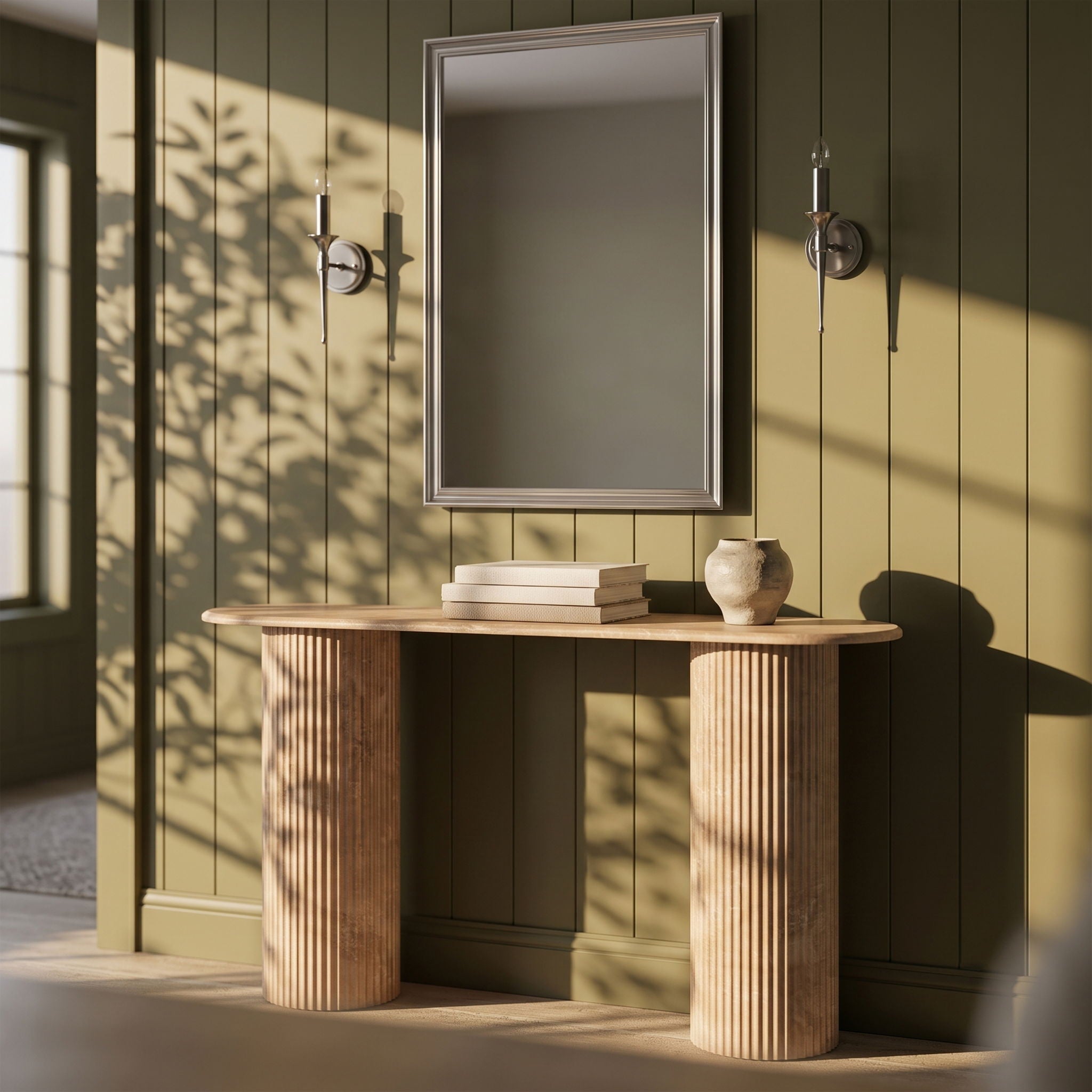 Cindra - Genuine Marble Top And Iron Base Console Table